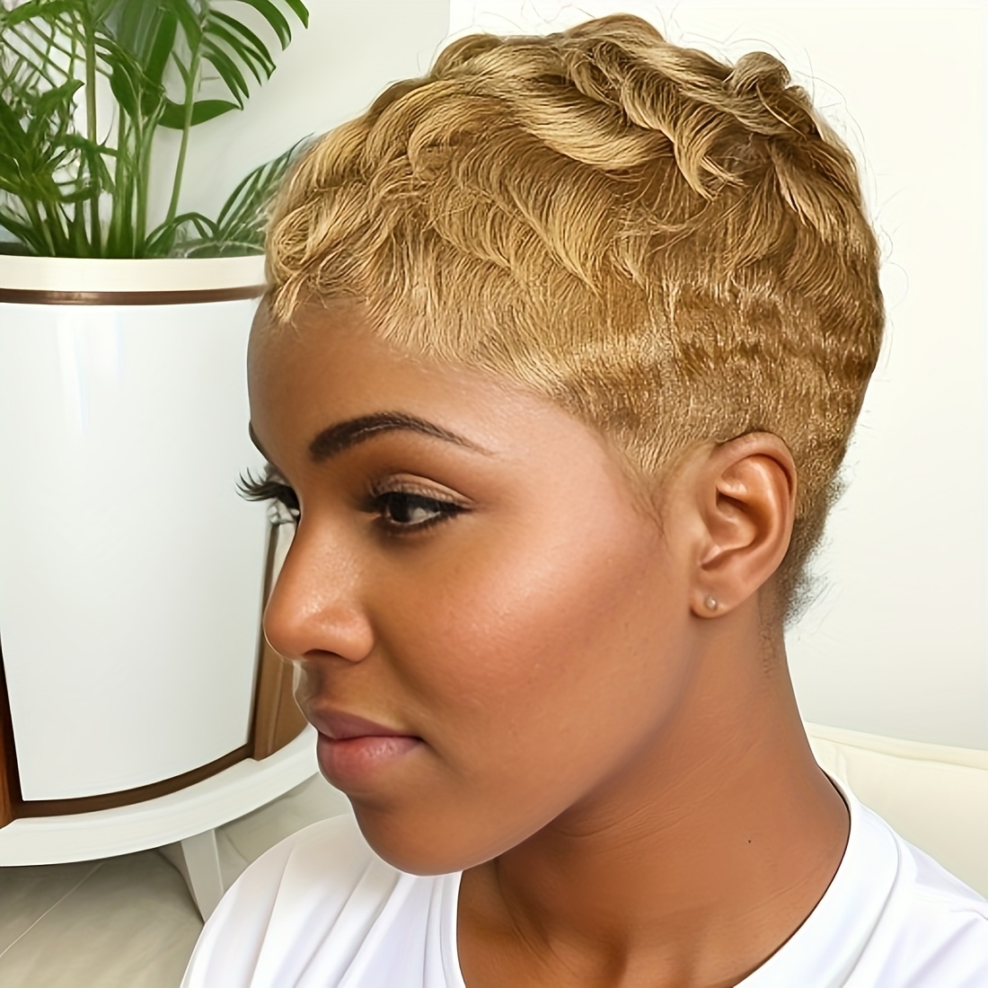 TEMU Short Cut Human Hair Wigs Straight Full Machine Made Bob Wig With Bangs