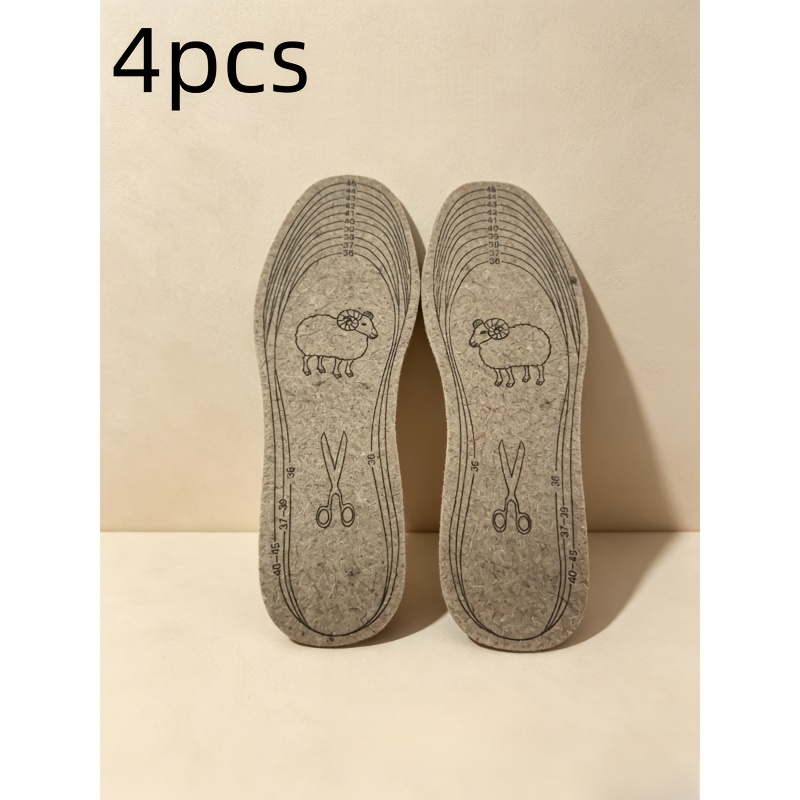 TEMU 2 Paires de Semelles en Feutre Découpables, de Taille Pré-Établies et Précises, Bande de Rembourrage Chauffante Épaissie avec Impression,