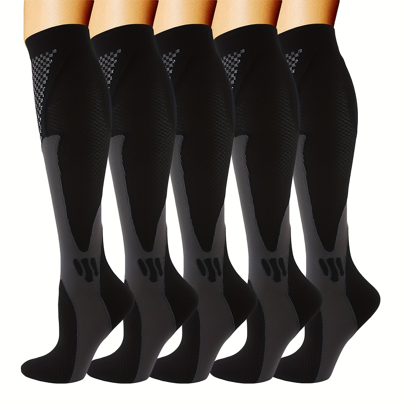 TEMU 5 Pairs Compression Sock Set Women Men Best Long Stockings Support Hose For Flying Travel Must Have Athletic Running Cycling