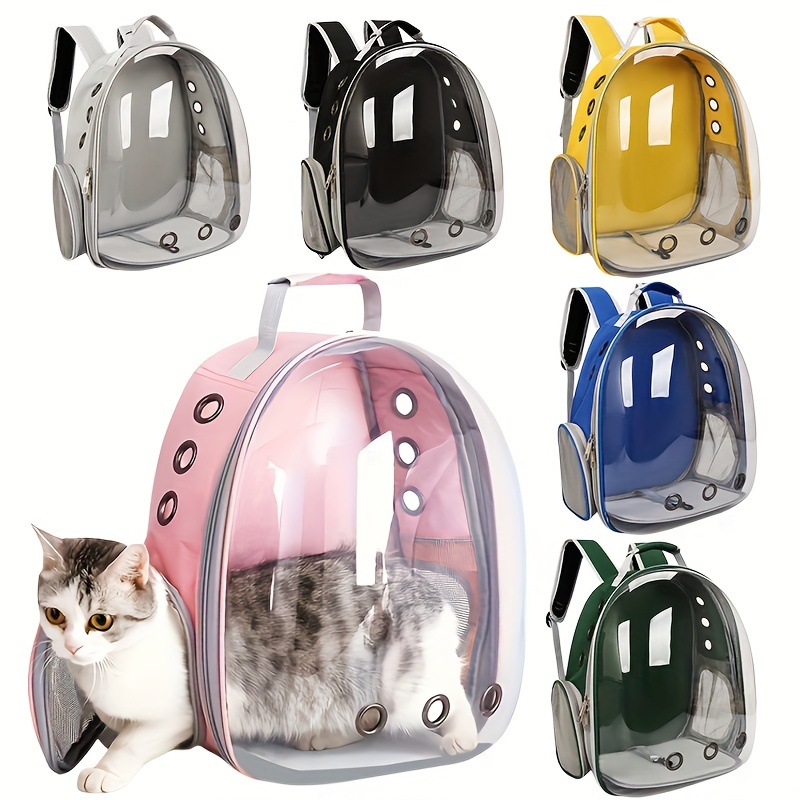 

Sac à dos portable pour animaux de compagnie, transparent et respirant, pour chats et chiens, matériau en polyamide, fermeture éclair, équipement de voyage pour animaux