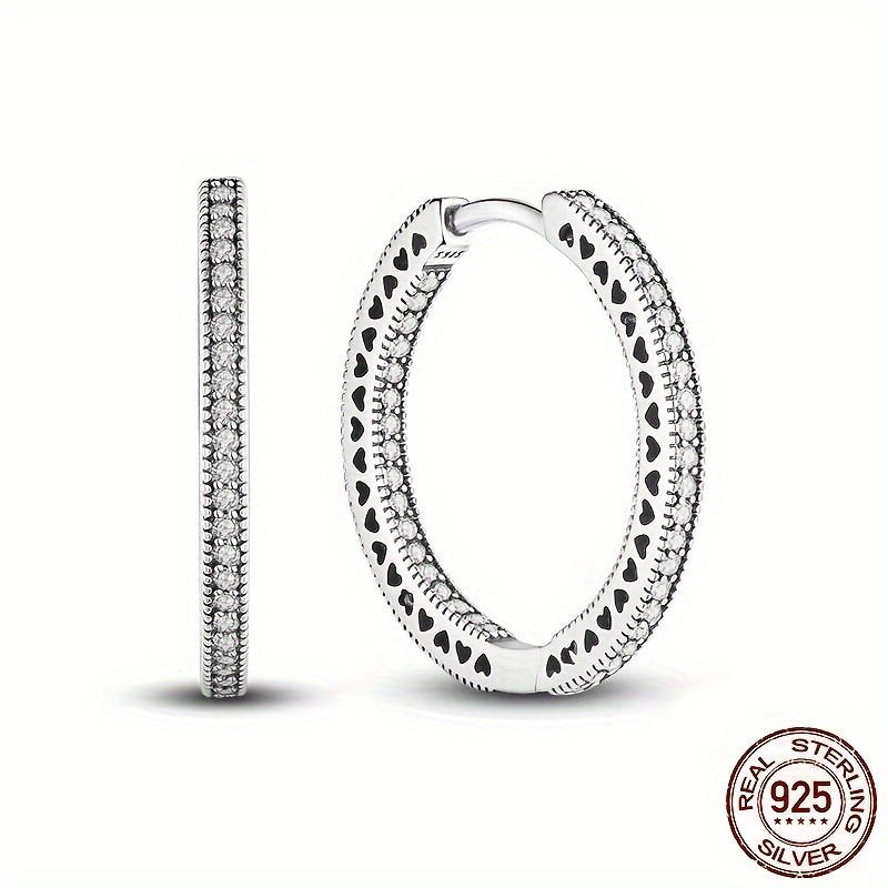 

Elegant 925 Sterling Silver Infinity Hoop Earrings With Synthetic Zirconia Stones - Perfect For Everyday Wear And Gift Giving