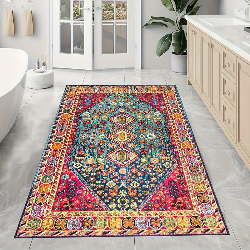 ultra soft persian print area rug non slip machine washable for living room bedroom decor 1030g m thickness Product details 1