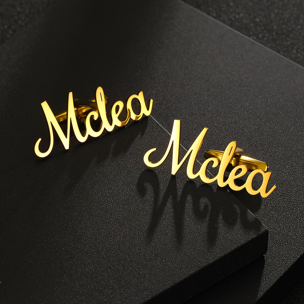 TEMU Personalized Initial Cufflinks For Men - Custom Name In Elegant Script Font (e.g., Melanie, Mcleea) - Stainless Steel Wedding, Formal Event,