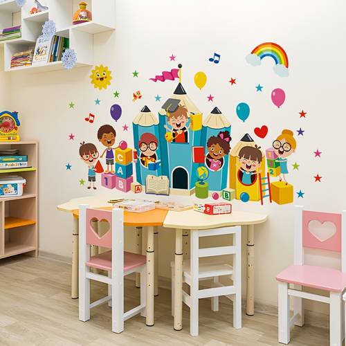 imagen del artículo 1 ud. adhesivo de pared para niños, calcomanía con de , pvc semimate, removible, para , guardería, decoración de educación en casa
