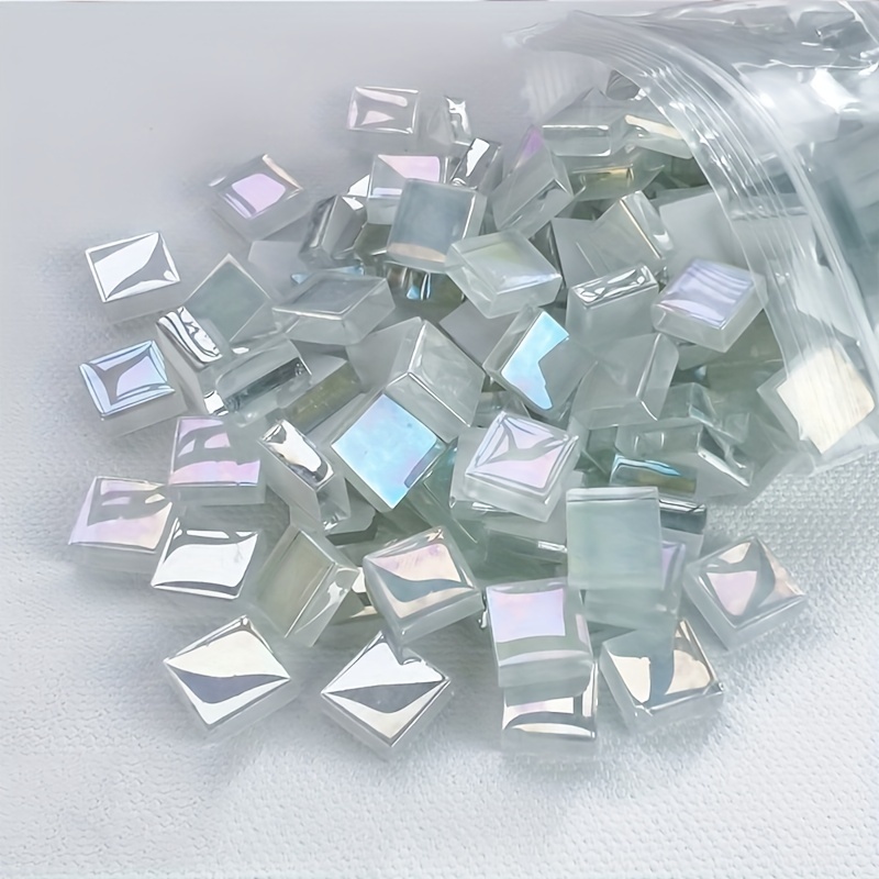 Image of 250pcs Iridescent Crystal Glass Mosaic Tiles - Assorted Colors, Diy Craft Supplies For Art Projects & Home Decor, Diy Craft Materials