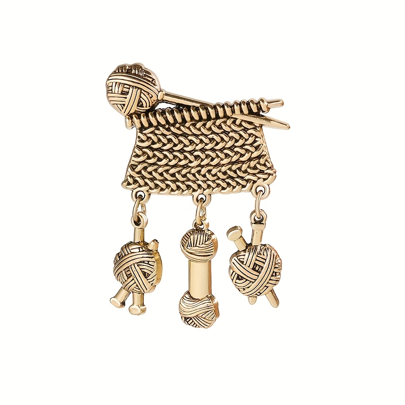 E-shop 1 Stück Damen Vintage-Inspirierte Strick-Brosche - Künstlerische Retro-Modeschmuck mit Garnkugel und Häkel-Design, Zinklegierung, Ideal für den