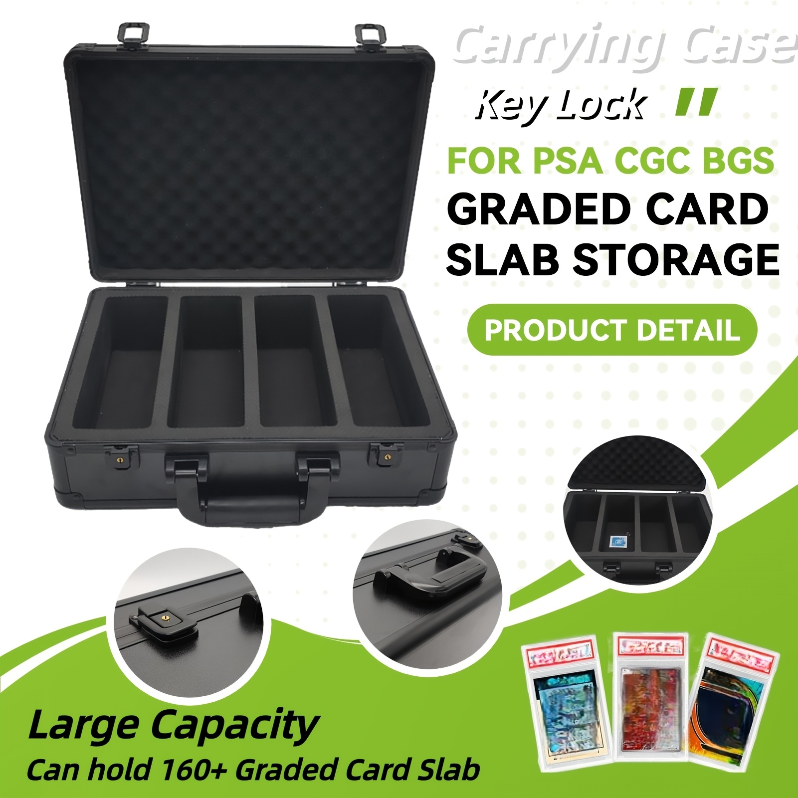 slabpro 160 4 row graded card storage box; durable sports, psa card storage box organizer slab for your collection for baseball, football, tcg, mtg cards top loader design | Shop On