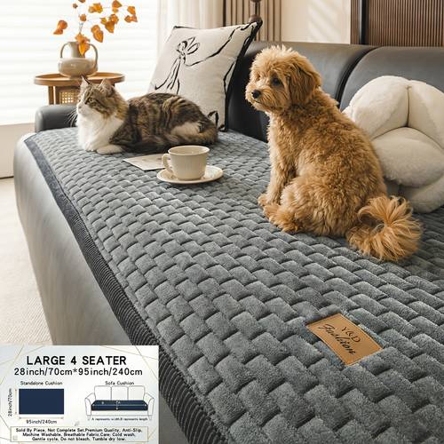 1pc high quality modern minimalist sofa cover quilted thick plush thick warm soft pure handmade corduroy trim 3 colors 5 sizes fits 1 4 seater anti slip pet friendly machine washable decor