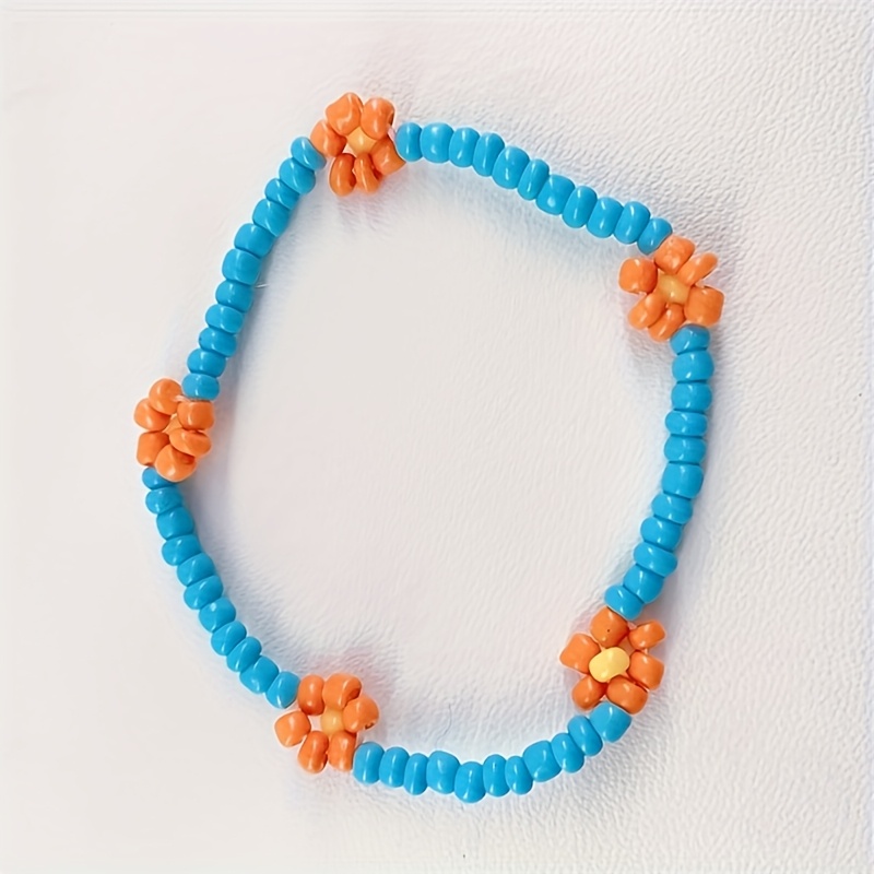 Boho Style Women's Beaded Flower Bracelet for Spring/Summer
