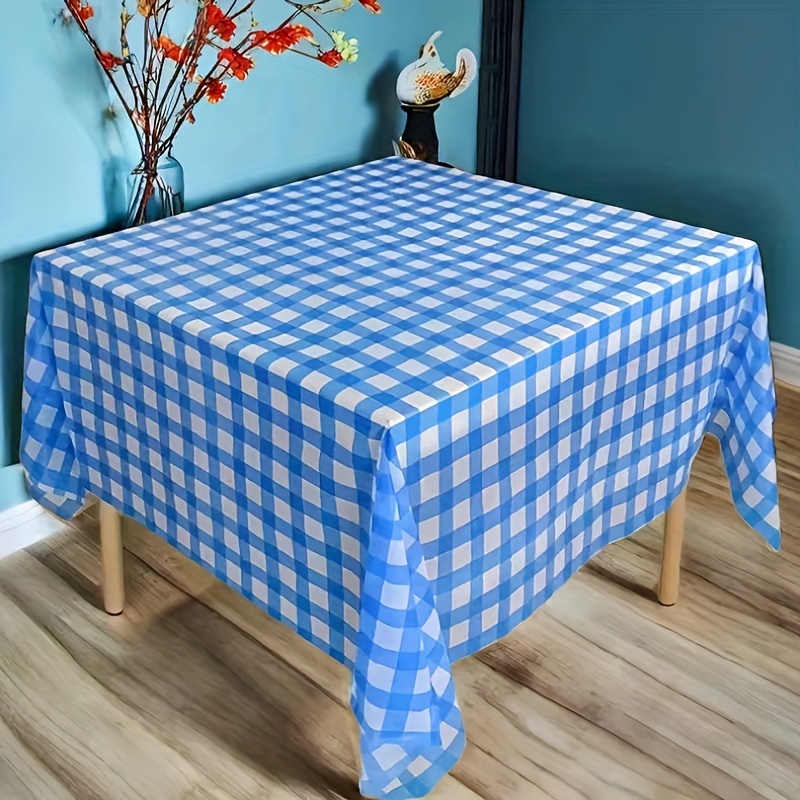 

1pc, Square Disposable Tablecloth, Checkered Design, Waterproof & Oil-proof Table Cover Ideal For Birthday Party, Holiday, Picnic & Camping