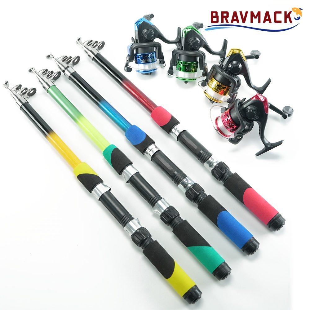 begginer lake fishing pole Combo Set, 2.1m/6.89ft, 2PCS Rods, 2PCS Spinning Reels Portable telescopic fishing rod and reel combo Three Basic Fishing Setups for