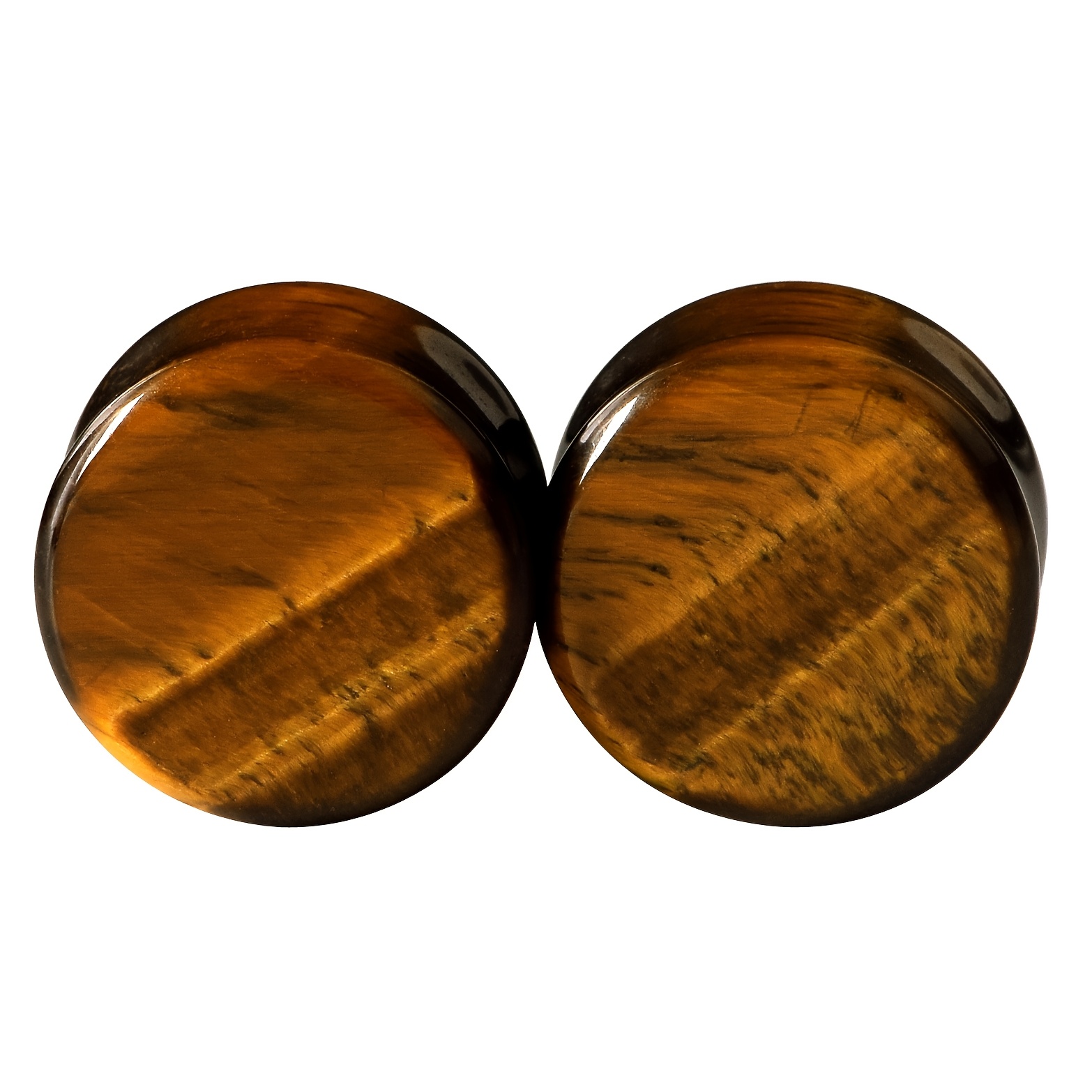 Image of 2pcs Tiger Eye Stone Ear Gauges - Natural, Non-magnetic Body Piercing Jewelry For Men