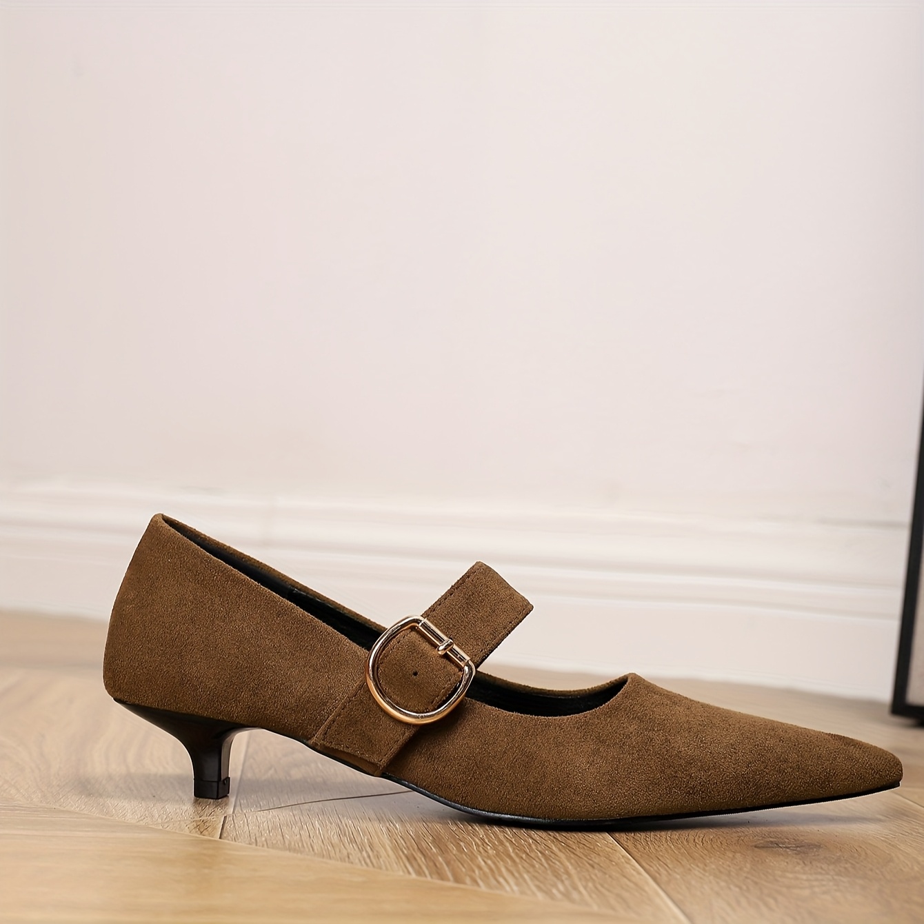 women's casual pointed toe flannel slip shoes low kitten Temu