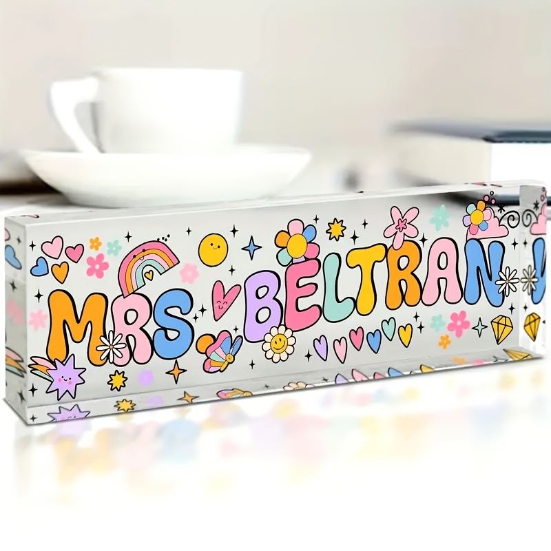 personalized acrylic teacher desk nameplate custom thank you sign for educators ideal for valentines day christmas thanksgiving graduation no electricity needed universal holiday gift for wife father children pets
