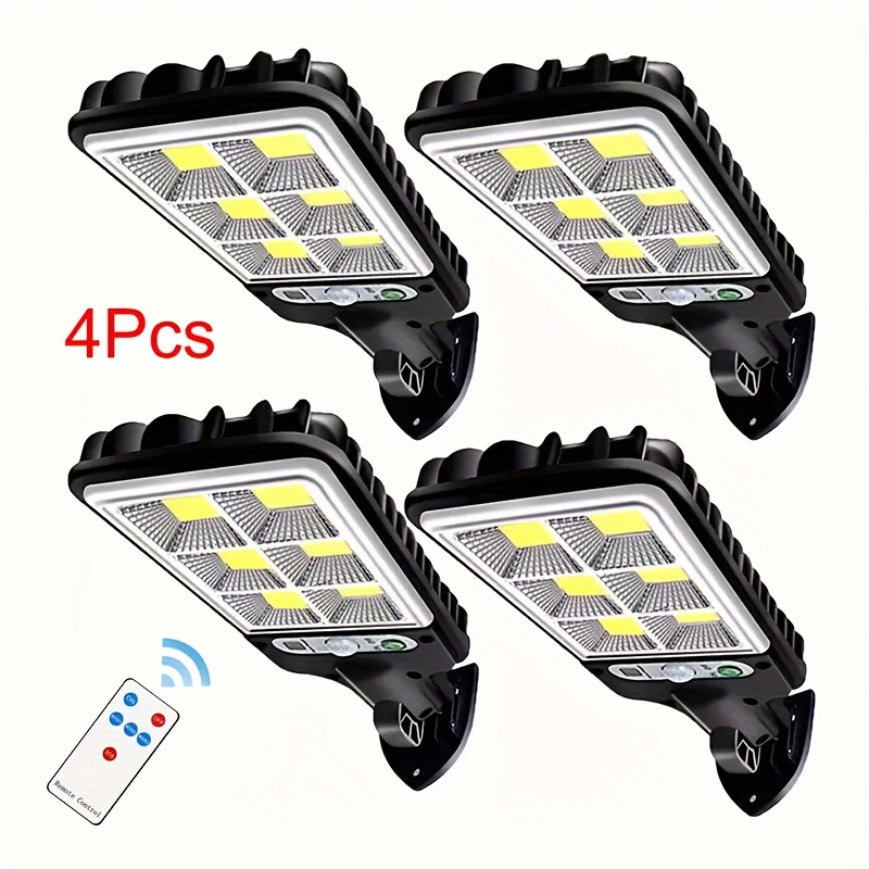 

4 Pcs Solar Street Light 72 Cob 3 Modes Led Solar Lights 120° Wide-angle Lighting For Outside Parking Lot Lights, Led Wall Lights Dusk Dawn Solar Light