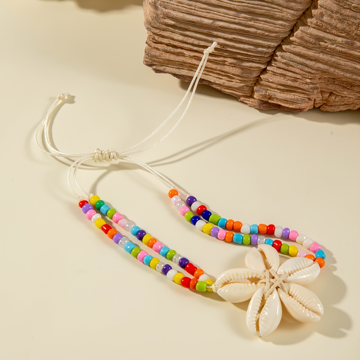 Bohemian Ocean Style Resin Scallop Woven Flower Anklet