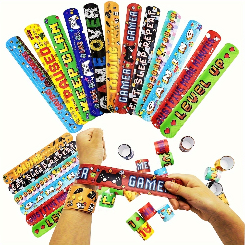 

12pcs Game-themed Slap Bracelets - Perfect For Birthdays, Graduations & Party Favors - Ideal For Family Reunions & School Events