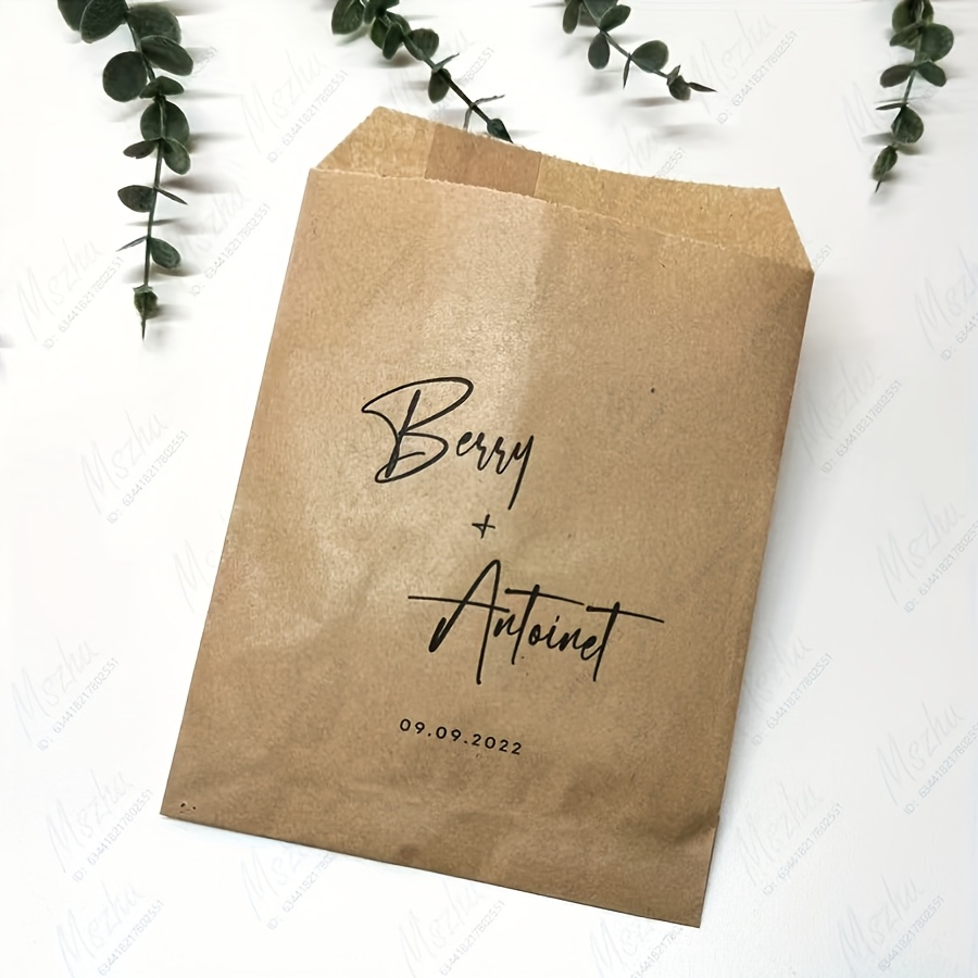 TEMU 25 Custom Wedding Favor Bags, Personalized With Names And Dates For Holiday/wedding/christening/birthday Party Decorative Paper Bags, Elegant