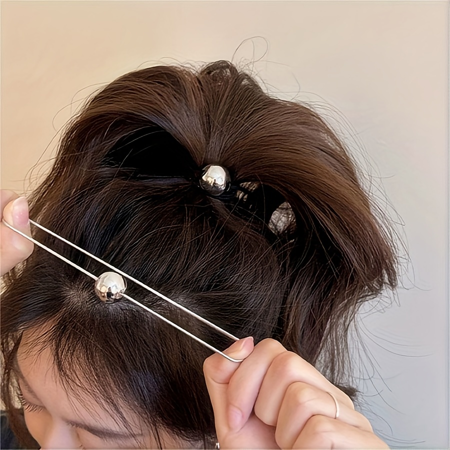 6 Ultra-Bright Silvery Elastic Hair Ties, Decorative Ponytail Holders