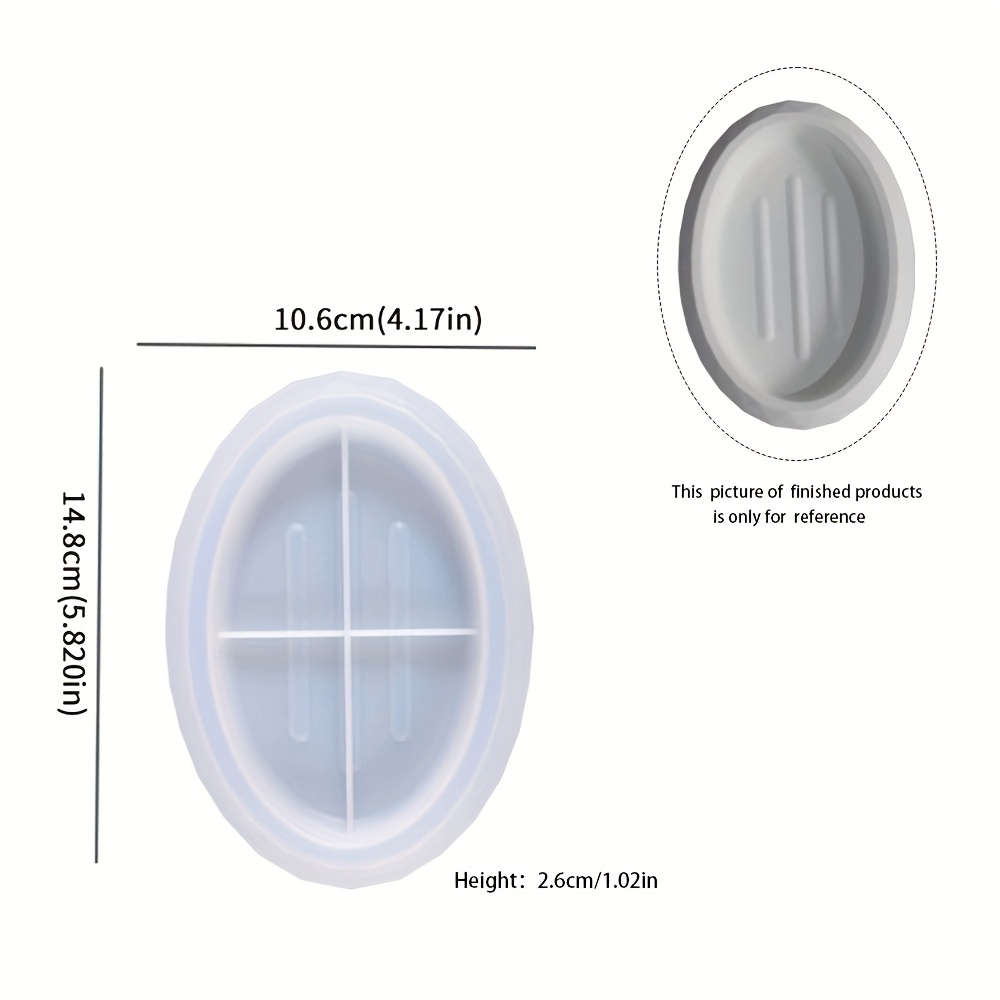 Image of 1 Silicone Mold For Soap Dishes, In Oval, Square, Or Rectangular Shapes, Suitable For Jewelry Trays From Plaster, Concrete, Or Resin. This Mold Can Be Used For Making Candle Holders