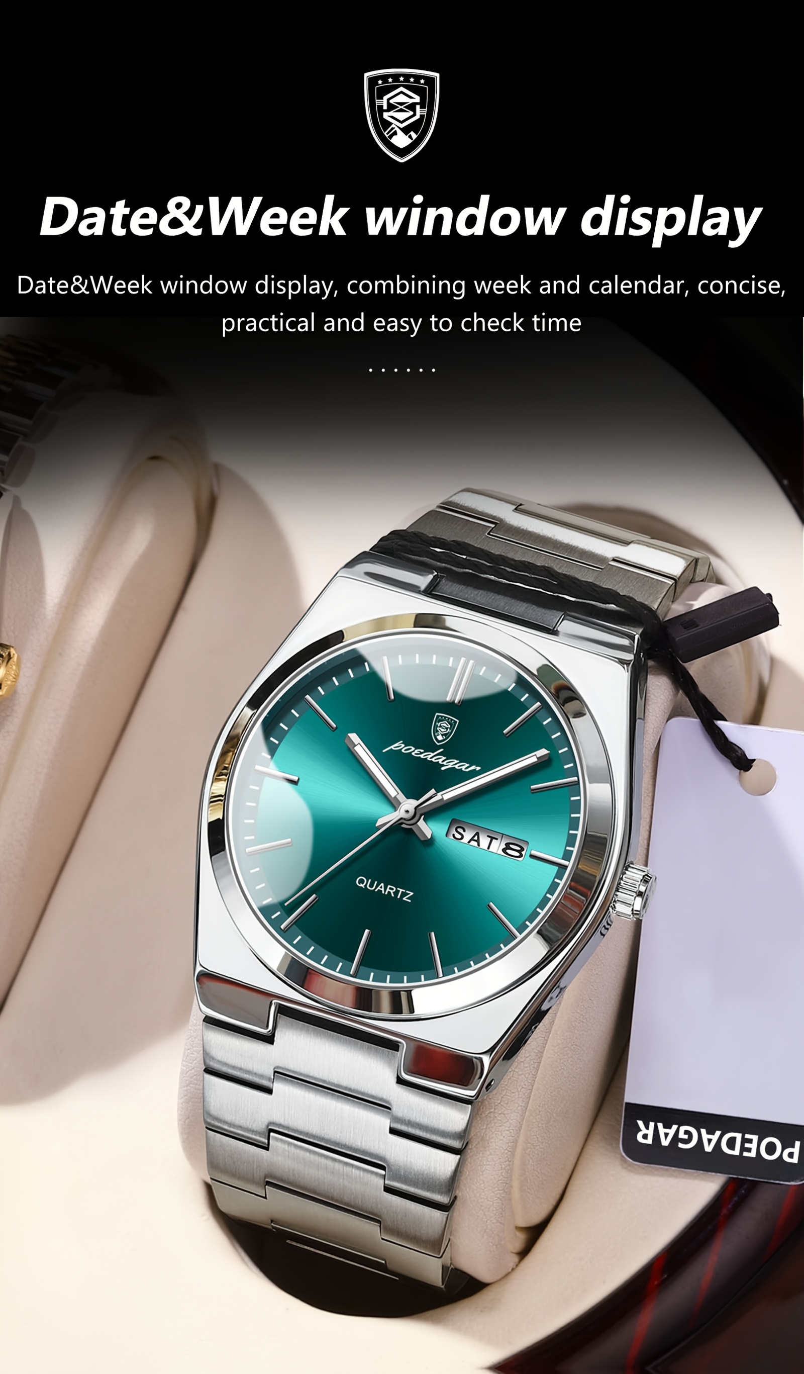   waterproof luminous calendar exceeding   stainless steel mens watch youth business   korean trend quartz wristwatch Product details 10