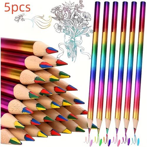 5/10 pezzi matite acquerellate multifunzionali, di legno colorati vivaci 4 in 1, punta media, asciugatura rapida, per , disegno, colorazione, forniture scolastiche feste, per uso professionale