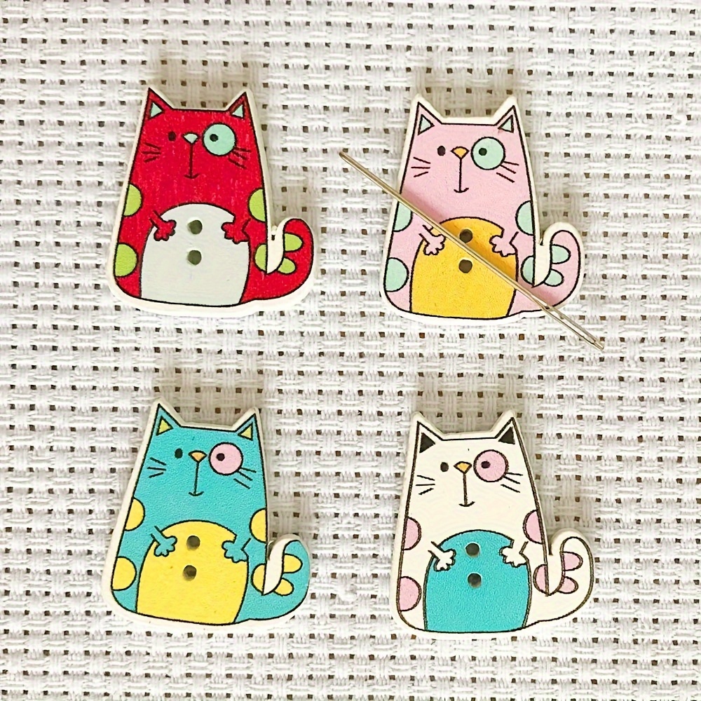 

4pcs Cartoon Cat Needle Holder Pincushions – Sewing & Embroidery Needle Storage, Random Color Mix, Craft Accessories