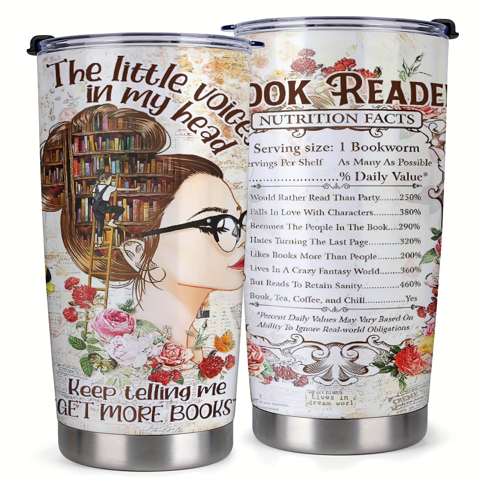 

Book Lover Tumbler - Gifts For Book Lover, Birthday - Librarian Tumbler For Women - Book Lover Cup, Gifts For Women, Cup For Cafe