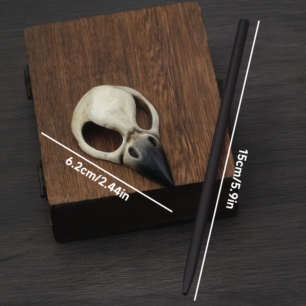 Vintage Resin 3D Simulated Raven Skull Hairpin, Gothic Style