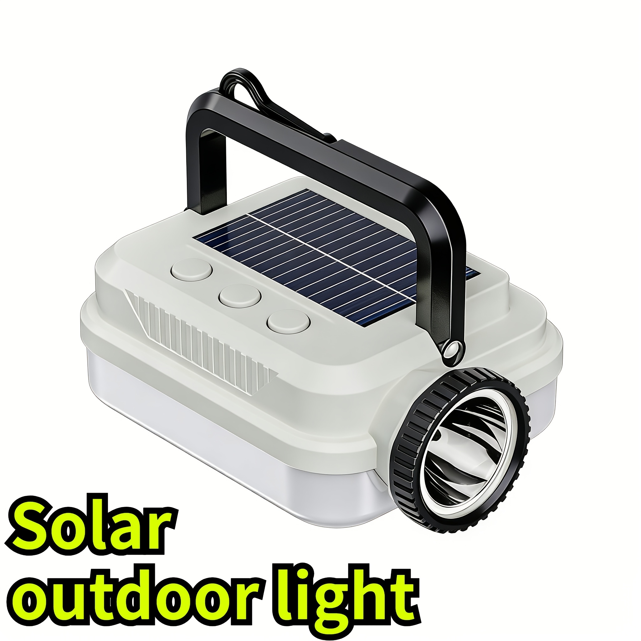 TEMU Multi Functional Outdoor Solar Handheld Light, Portable Camping Light Flashlight, Solar&usb Charging, 3600mah Long-lasting , 8 Lighting , With