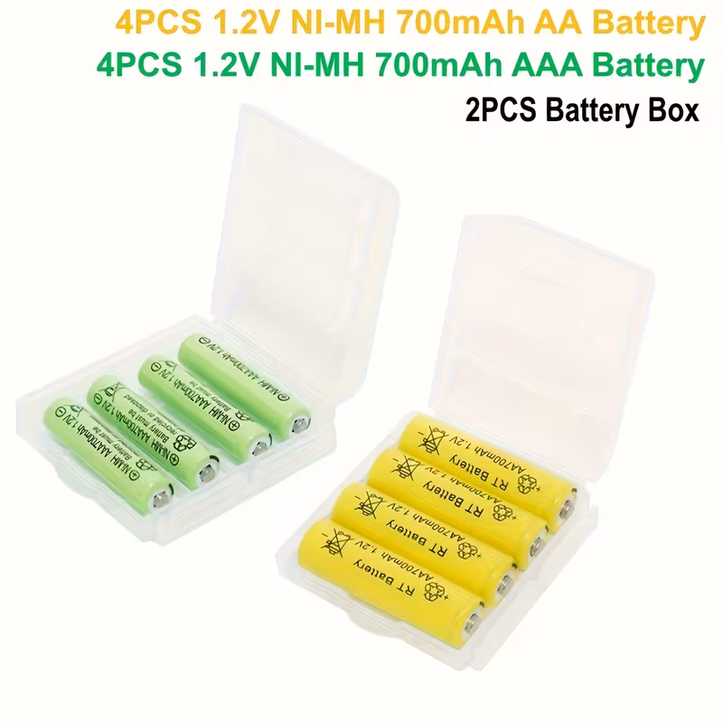 24/8pcs, 12/10/8pcs+cargador ni- .2v aaa&aa batería recargable, paquete de baterías aaa, batería recargable aaa&aa de 700mah, 24 paquetes de baterías aaa, para mando a distancia ratón, regalo de san valentín, regalo para novio, regalo para hombre Detalles del producto 1