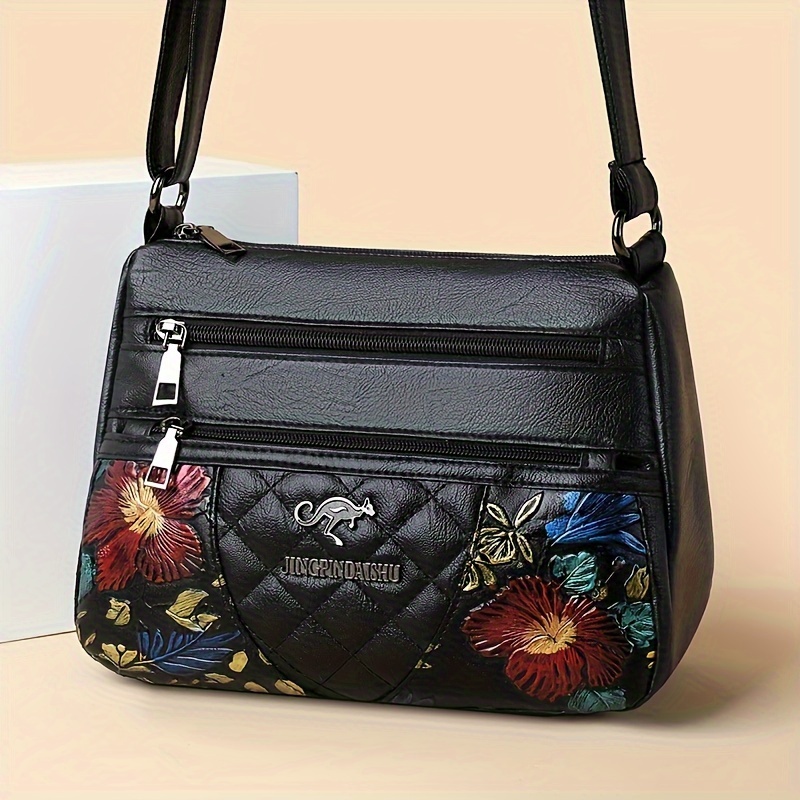 

Embroidered Floral Crossbody Bag For Women, Fashion Pu Leather Shoulder Purse – Perfect Gift For Moms