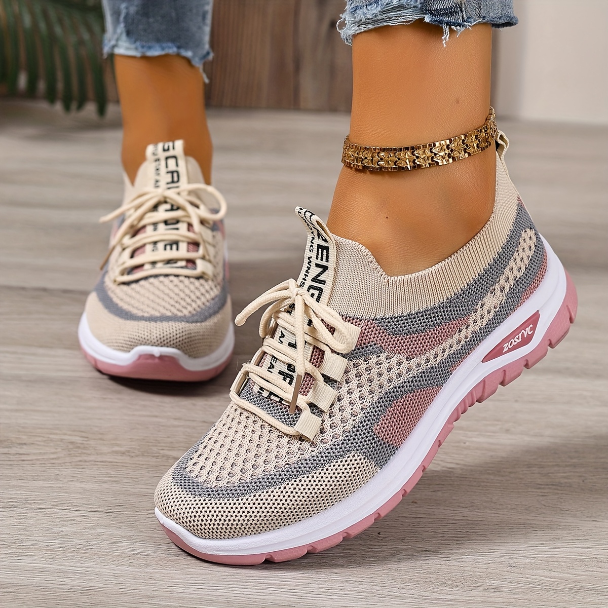 E-shop Damen Neue Weiße Freizeit-Sneaker, Große Größe Leichte Weichsohlen-Sportschuhe, Bequeme Rutschfeste Wanderschuhe, Schnürbare Low-Top Bequeme