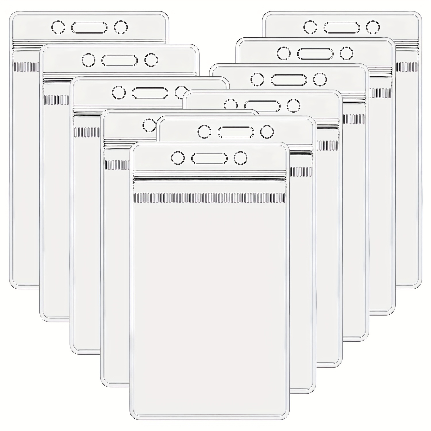 10- Badge Holder Vertical Name Tag Clips Transparent Plastic Lanyard Card Case With Waterproof Suitable For Office, Meetings