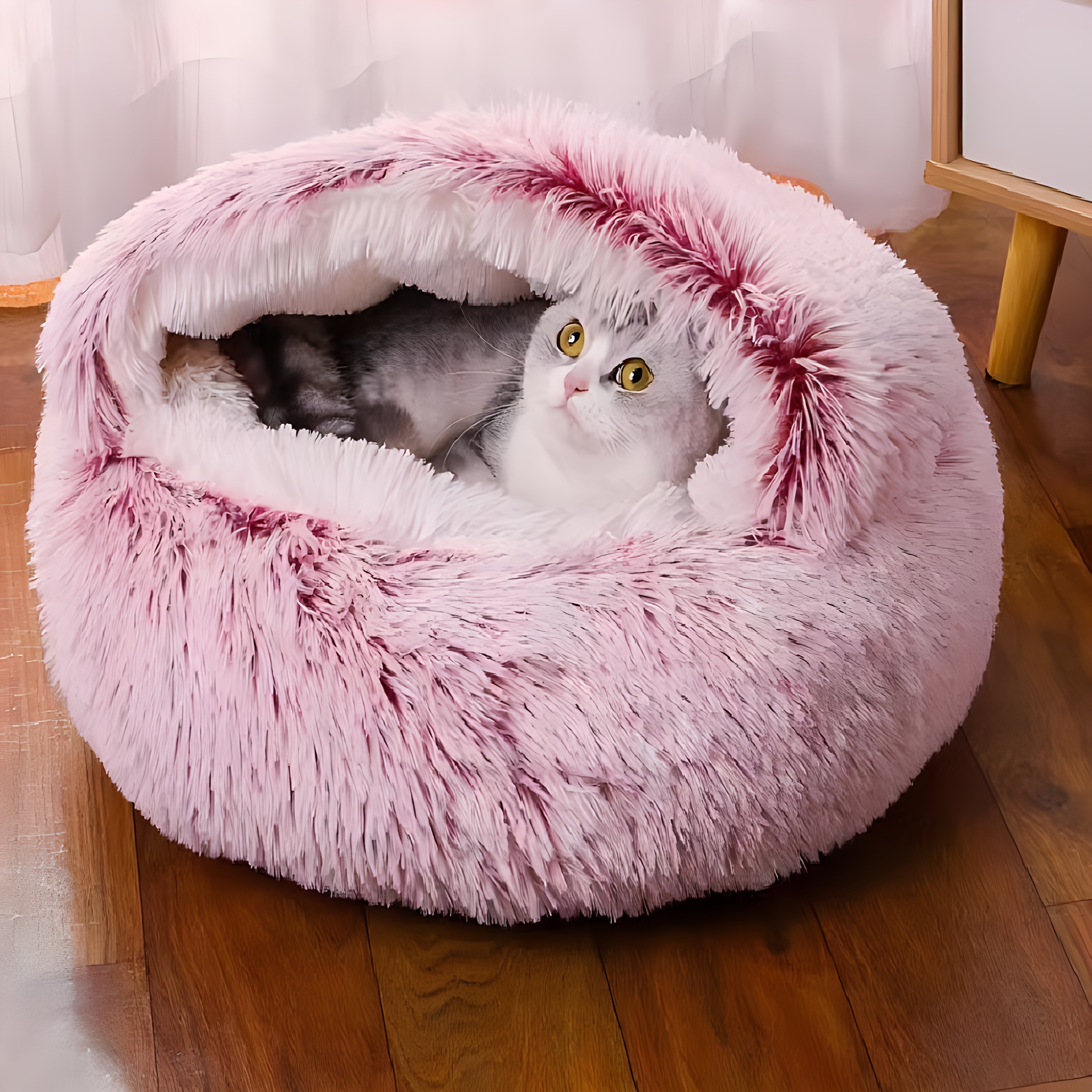 

Cozy Shell Pet Bed, Winter With Cover, Anti-kick Pet Mat, Self-contained Blanket, Half-enclosed Soft Cat Bed, Polyester Material, For Cats