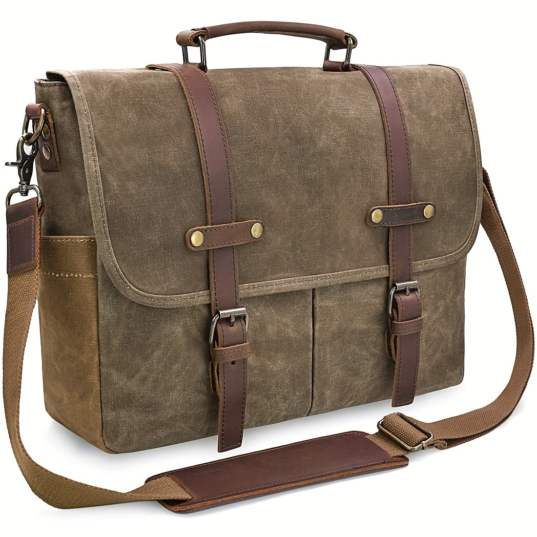 

Newhey Men's Messenger Bag, Waterproof Genuine Cowhide Leather Briefcase, Large Computer Laptop Bag Shoulder Bag