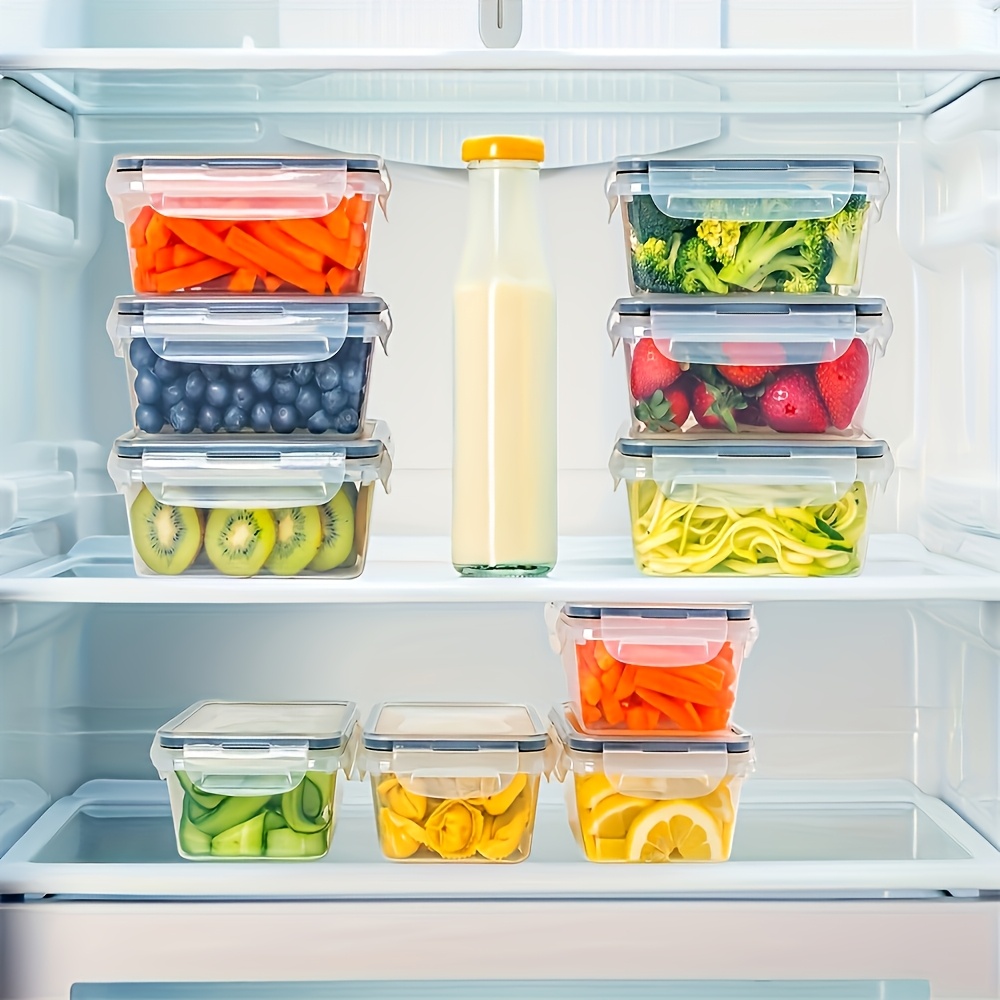 Conjunto de 8 Peças (4 Tampas + 4 Recipientes) de Recipientes Transparentes Empilháveis para Armazenamento de Alimentos 4