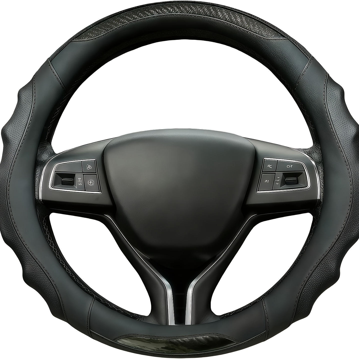 TEMU High-quality Universal Steering Wheel Cover Ultra-thin Non-slip Round Breathable Sweat-absorbent Luxury Cover For Car Additions