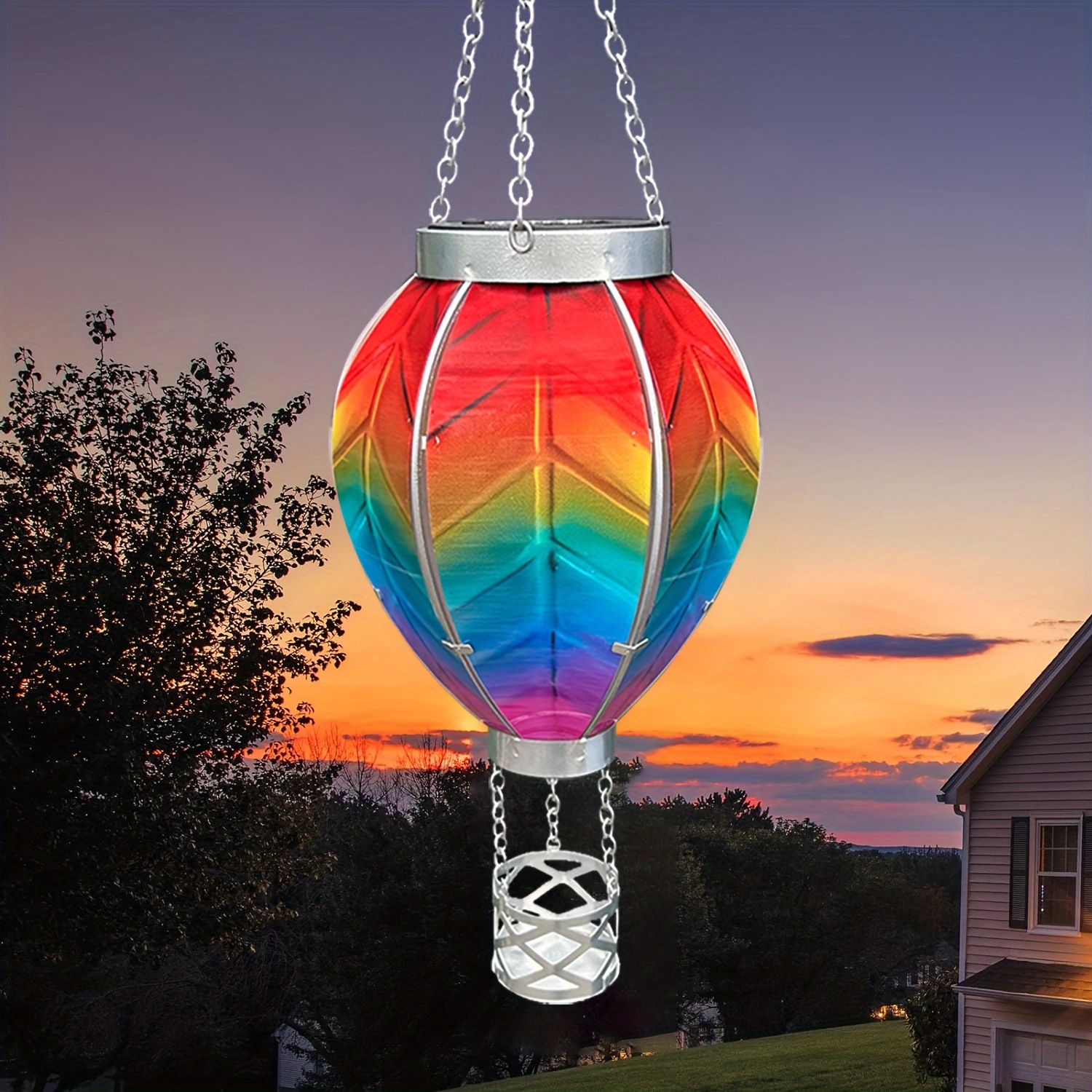 

Hot Air Balloon Solar Flashlight, Solar Hot Air Balloon Chandelier Flashing Flame Lamp, Outdoor Solar Chandelier, Solar Hot Air Balloon Lamp For Gardens, Courtyards, , Glass Decoration