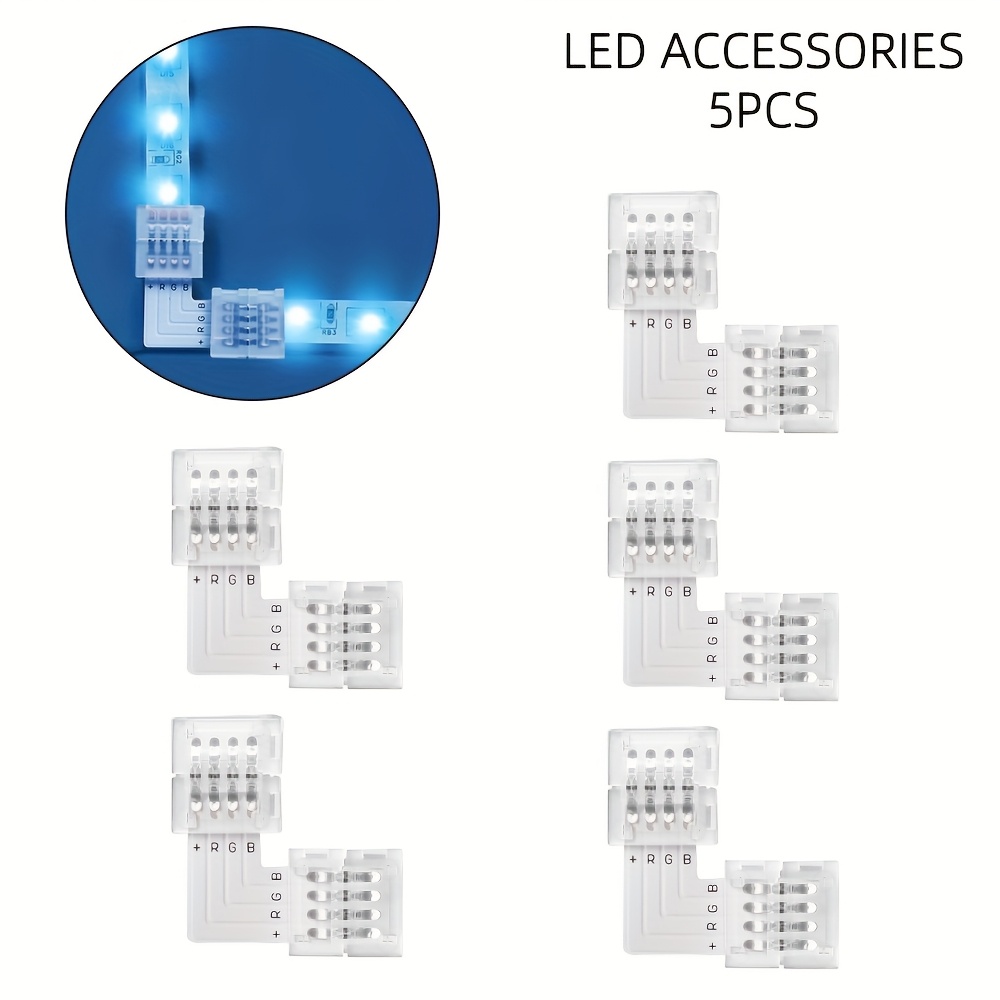 5pcs Led Strip Solderless Snap Connector Corner Adapter 5050 3528 Led Strip L-shaped Adapter Board
