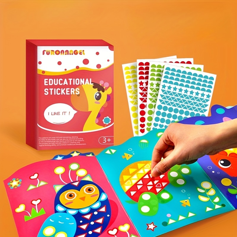 

brain-boosting" Kids' Mosaic Diy Sticker Set - Educational Geometric Craft Kit For Ages 3-6, Creative Kindergarten Art Supplies