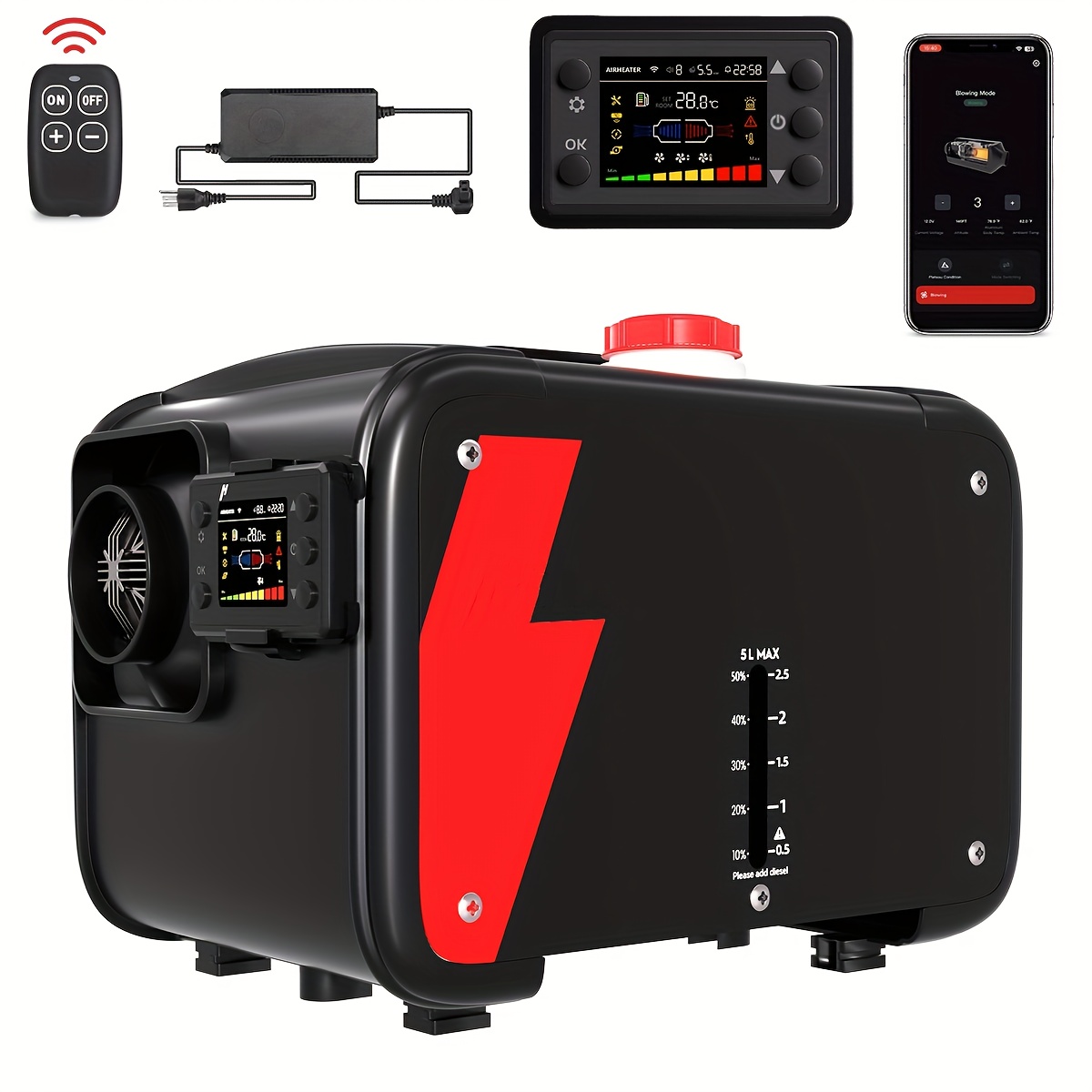 Chauffage Air Diesel 5 KW/8 KW 12V - Avec écran LCD Et Télécommande, Pour Voiture, Camion, Bateau, Camping-car