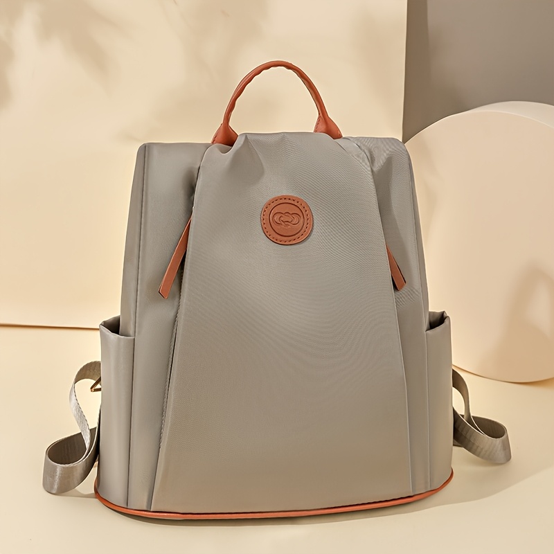 TEMU Fashion Women's Backpack, Stylish Contrast With Leather Trim And Top Handle, Lightweight Pu Daypack For Daily Commute, Work & Travel, Anti-theft