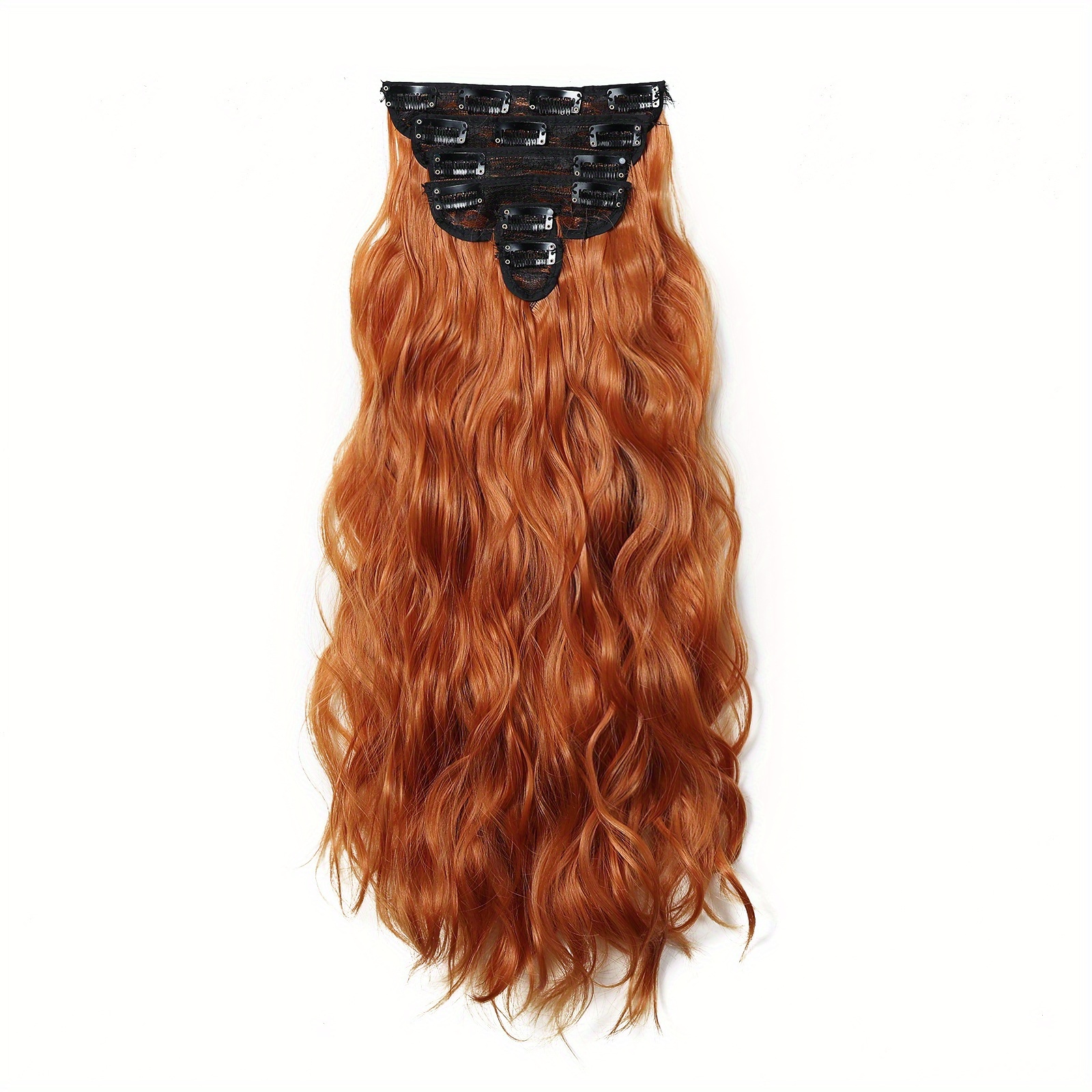 Image of 20-inch Clip-on Wig Set For Women Featuring Water Wave Curls. From -resistant Synthetic Fibers, It Enables You To Effortlessly Create Long, Curly