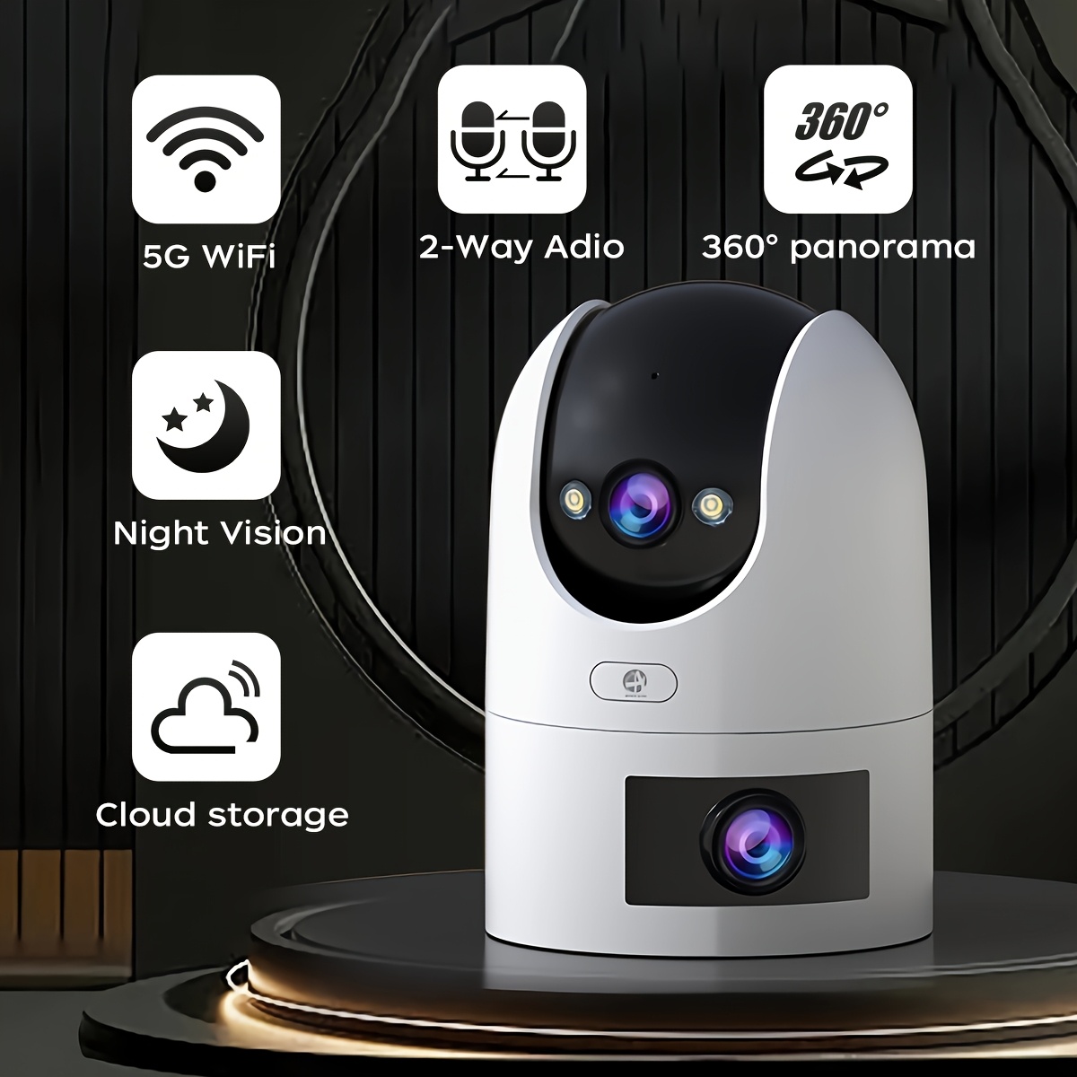 E-shop 3MP Full HD Überwachung mit Dual-Objektiven, 355° PTZ-Rotation, Dualband-WLAN (5G/2.4G), IP66-Schutzart, KI-Mobile-Tracking, geeignet für den