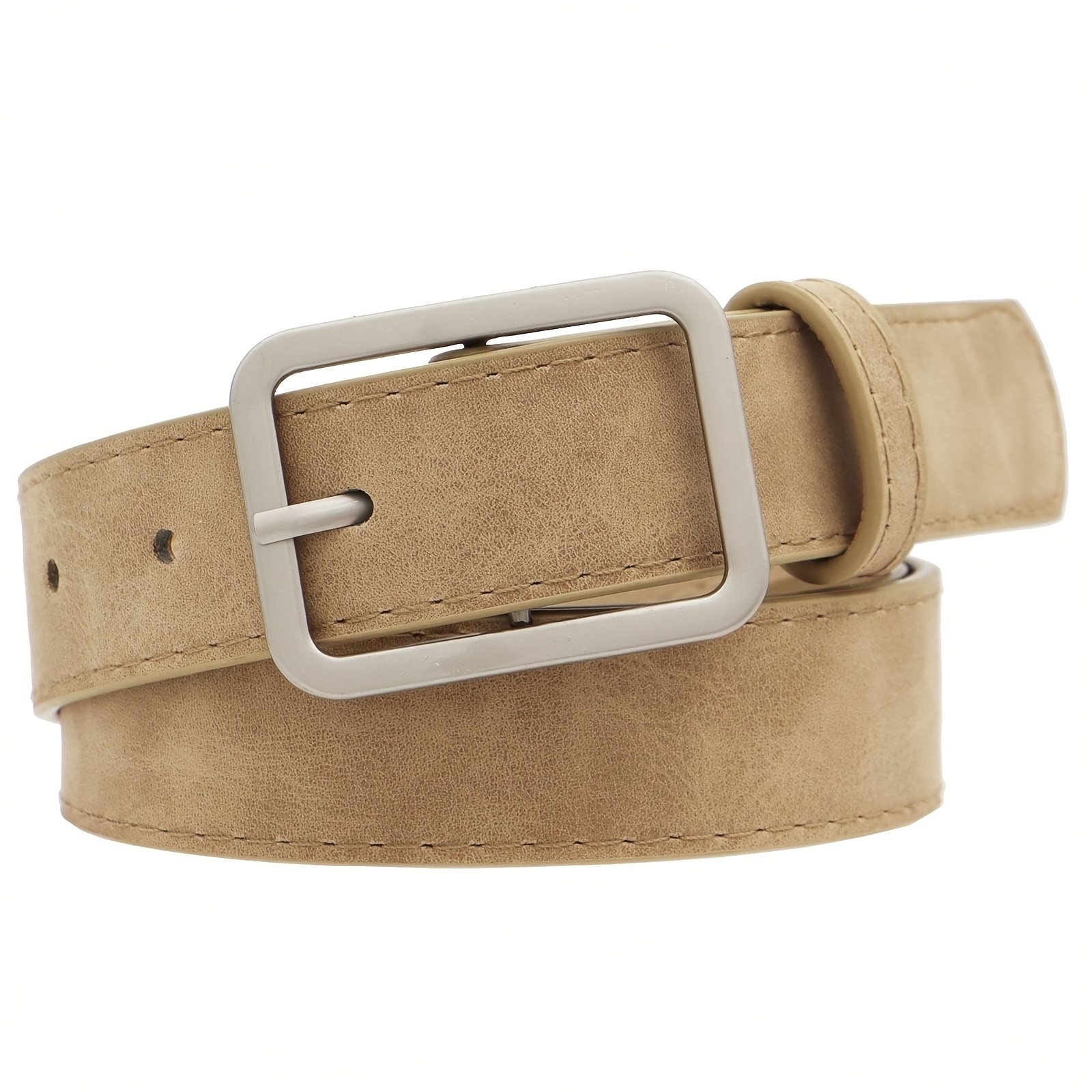 TEMU Cinturón para mujer, cinturón de PU casual y moderno con hebilla plateada mate, adecuado para faldas, duradero y versátil, para todas