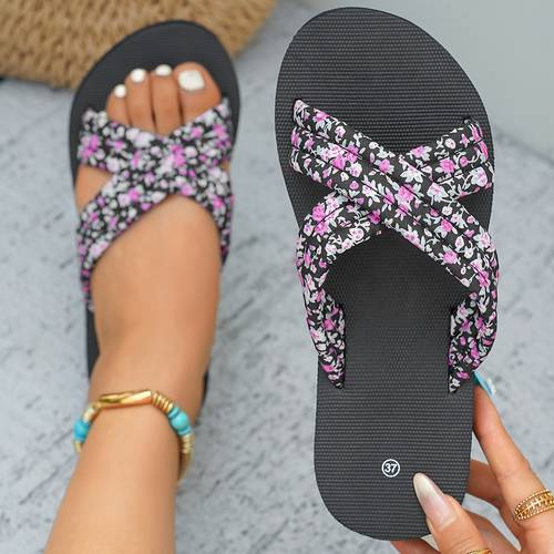 womens cross strap slip slippers breathable open toe summer with cushioned sole soft fabric upper outdoor casual footwear suitable for home balcony slip women shoes