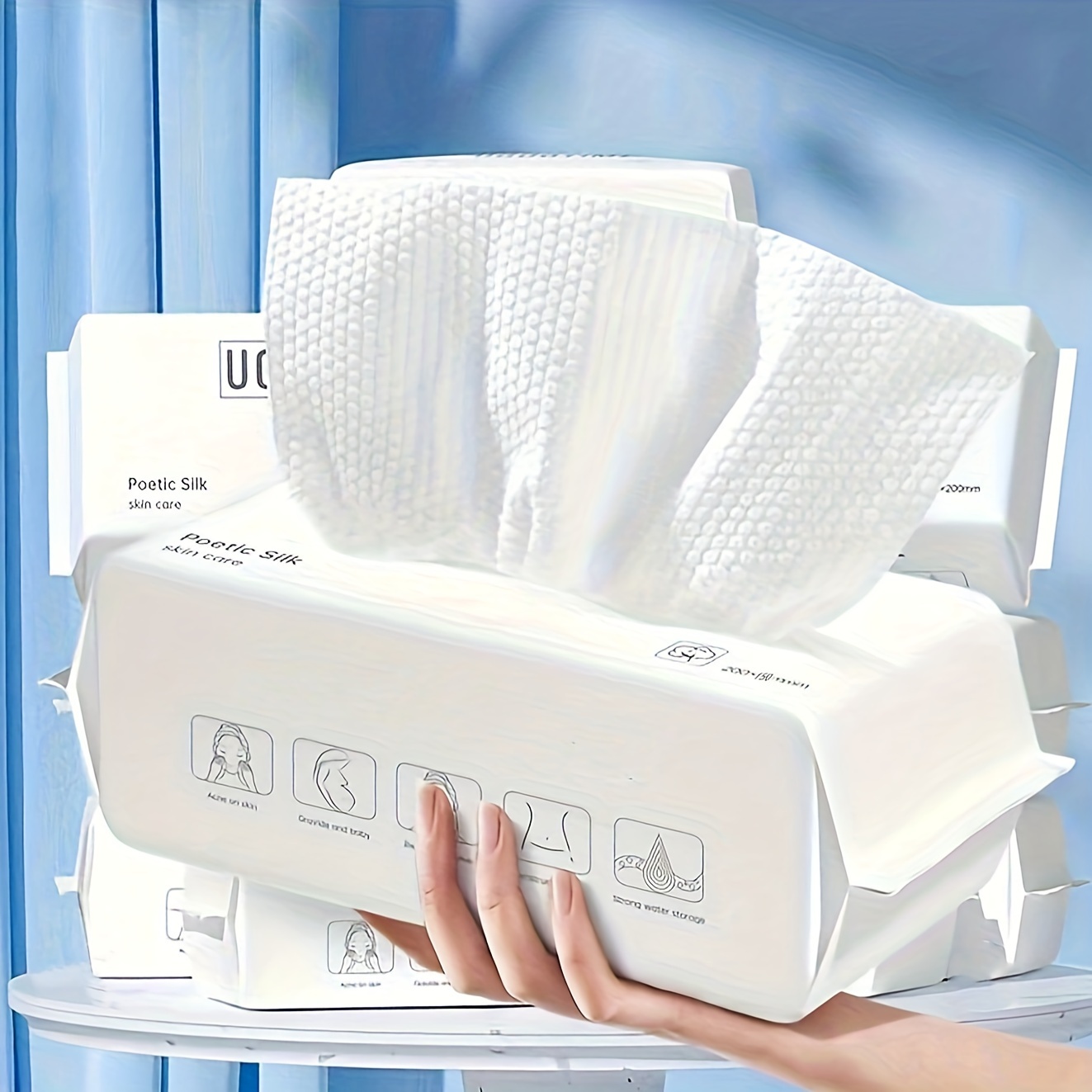 

Disposable Facial Towel For Sensitive Skin - Dye Free Paper Towels For Cleansing, Skincare, Makeup Removal - Individual Sheet Form For Wet And Dry Use - Ideal For Restaurants, Hotels, Commercial Use