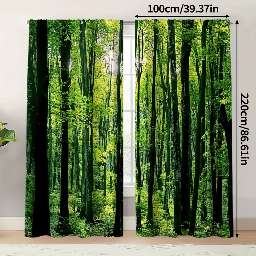TEMU 2d Flat - 2d Flat - 2pcs, 2d Flat Printing Holiday Decor Curtains, Nature, Polyester, Perfect For Bedroom, Kitchen, Office, Study, Living Room,