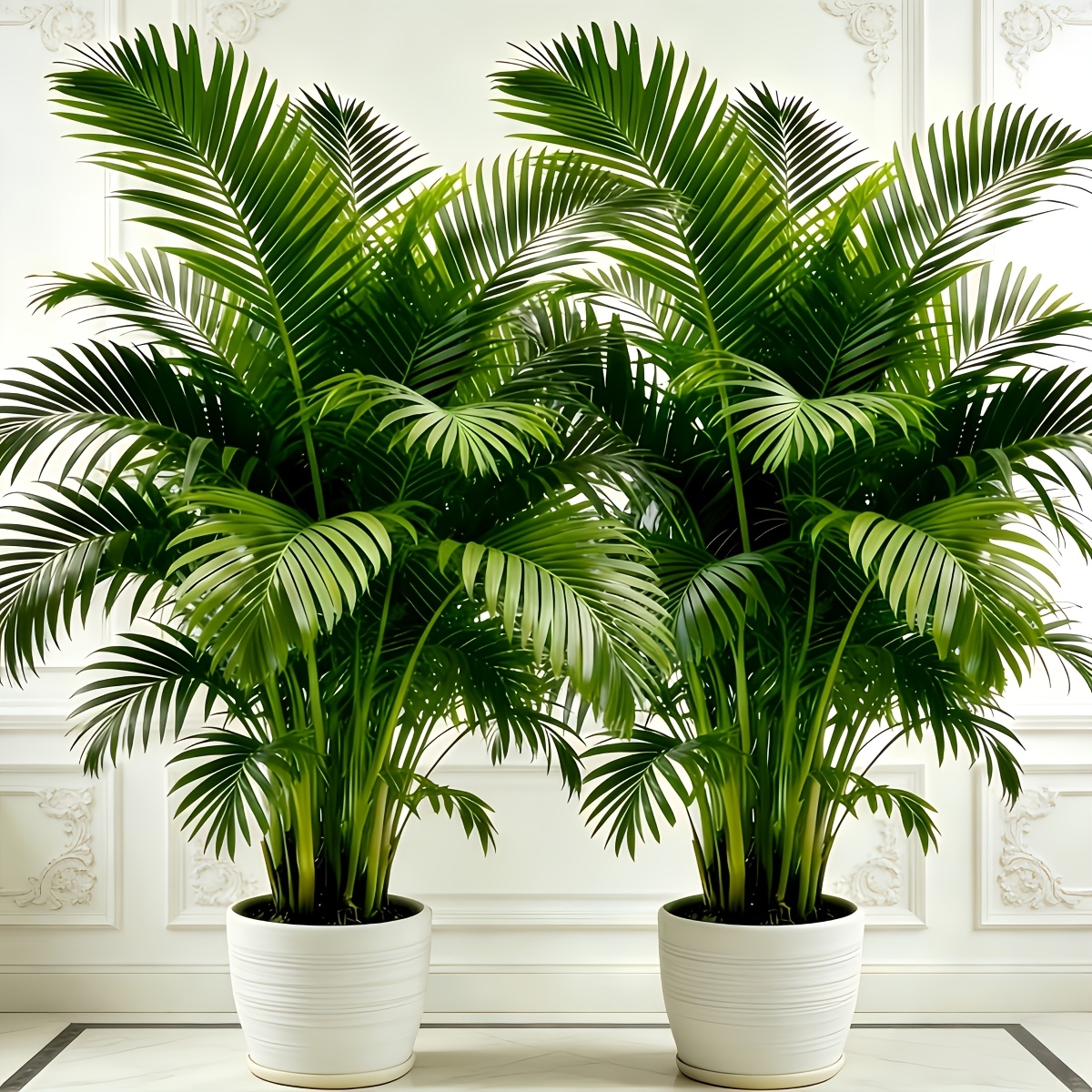 Palmera de simulación grande, diseñada para el estilo pastoral de primavera y verano, forma hermosa y hojas naturales, fácil para crear un ambiente de curación; adecuada para uso en interiores y exteriores, recreando la sensación de vacaciones campestres en escenarios al aire libre